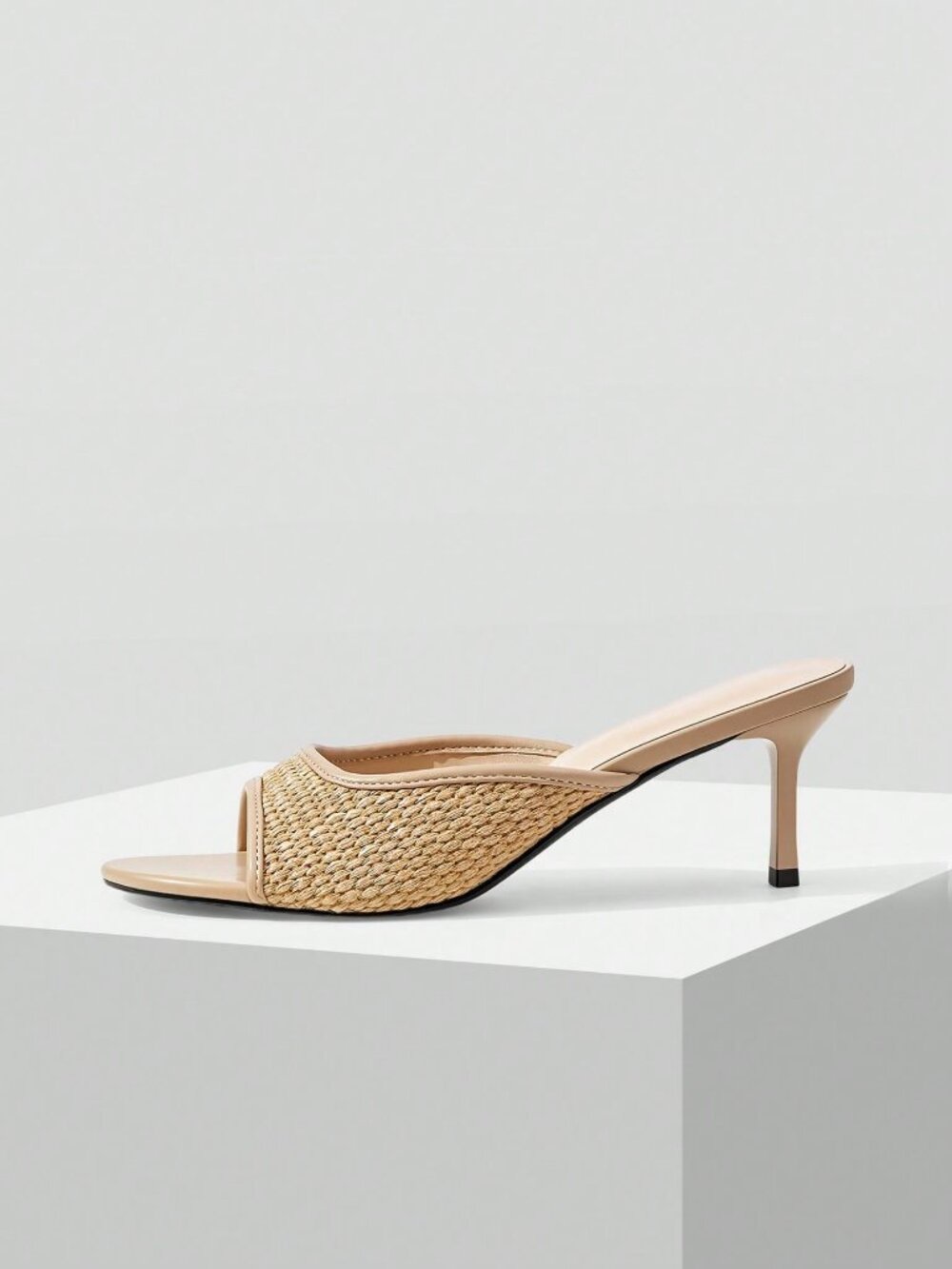 Apricot Funky Women's Peep Toe Woven Half-Heel Sandals